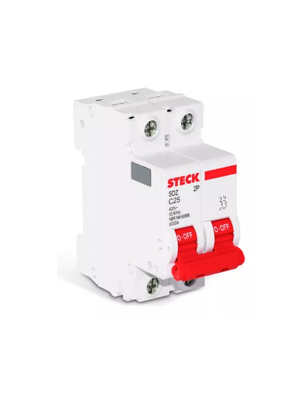 Interruptor automático termomagnético  P/RIEL 2P 400VAC 6KA  STECK