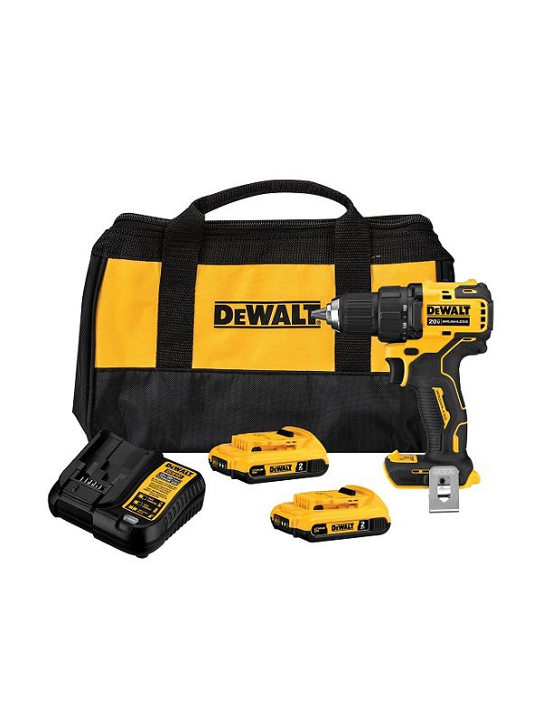 Taladro Percutor Inalámbrico Compacto 1/2" 20V MAX Dewalt DCD708D2-B2 (con 2 baterías de 2.0 Ah y cargador)