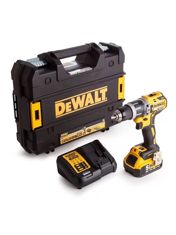 Taladro Percutor Inalámbrico 1/2" 20V MAX XR Brushless Dewalt DCD996P2T-B2 (con 2 baterías de 5.0 Ah y cargador en maletín TSTAK)