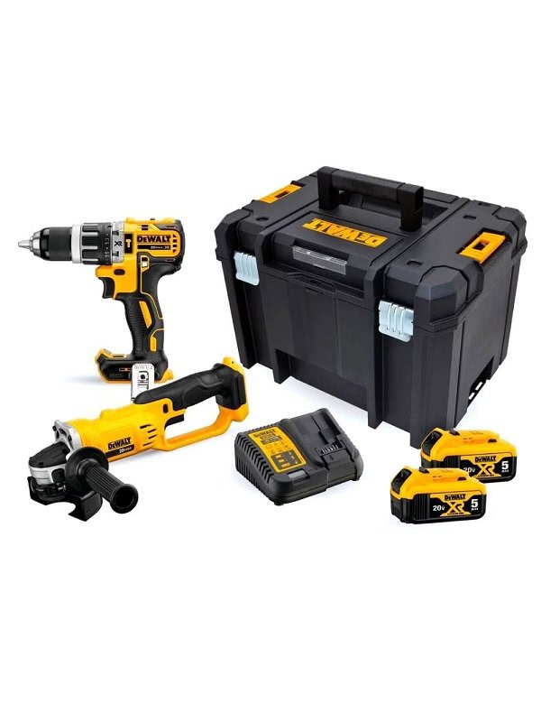 Kit Dewalt DCK209P2T-B2: Taladro Percutor 1/2" 20V MAX XR + Esmeril Angular 4-1/2" 20V MAX XR