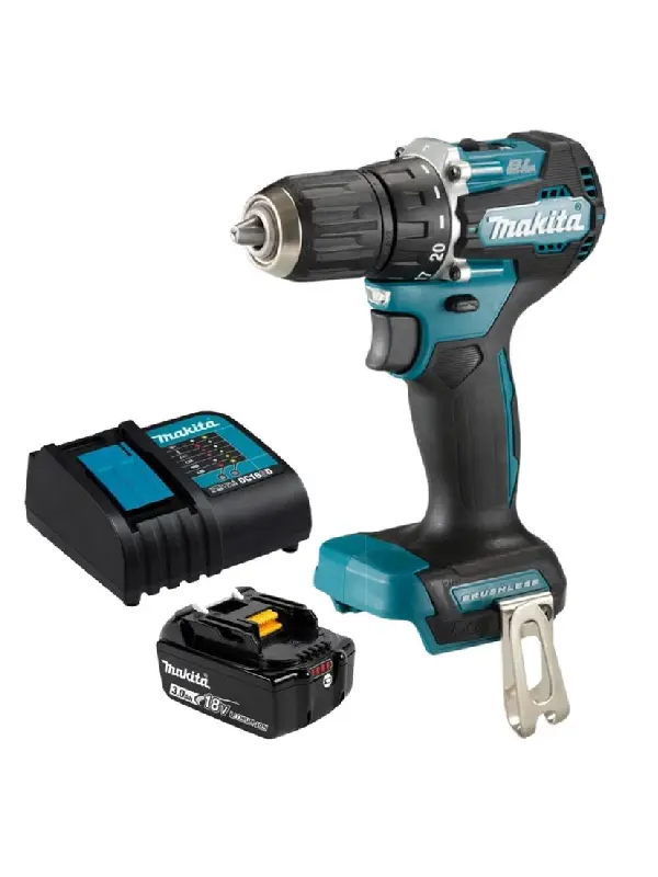 Taladro Percutor Makita 1/2" 18V LXT Brushless Incluye Batería Cargador + Set Brocas DHP487SF