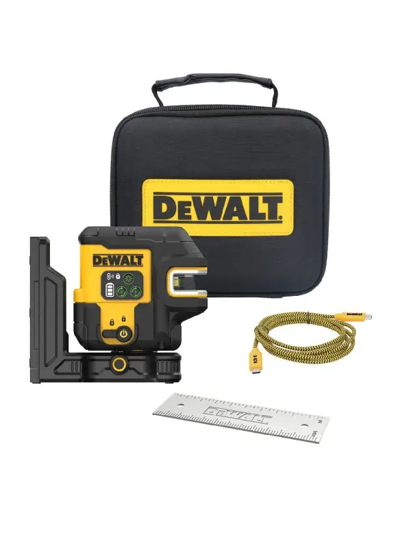 Nivel Láser DeWalt Línea Cruzada + 2 Puntos Luz Verde USB Baretool DCLE14221GB