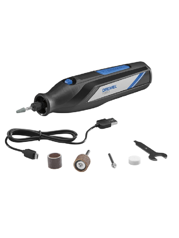 Mini Torno Dremel 7350 4V 12000RPM Inalámbrico con 6 Accesorios Multiherramienta F013.735.0LA
