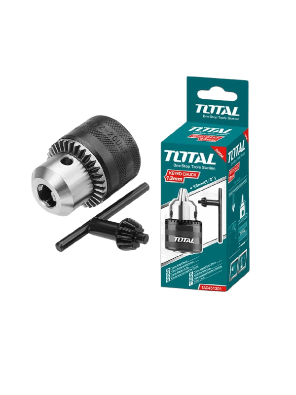 Mandril para Taladro Total 1.5-13mm 1/2"-20UNF con Llave Chuck Metálico Alta Precisión TAC451301