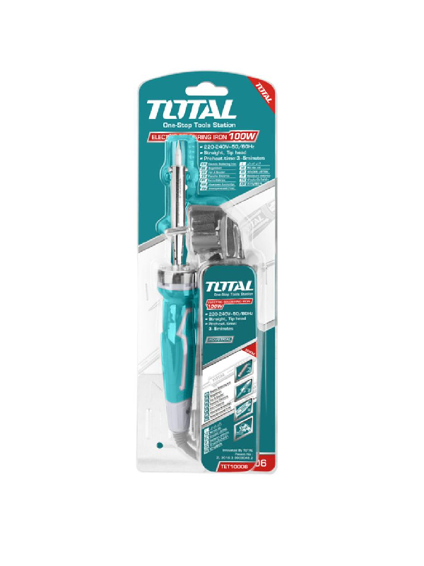 Cautín Eléctrico Total 100W 220V Calentamiento 3min Uso Industrial Punta Resistente TET10006
