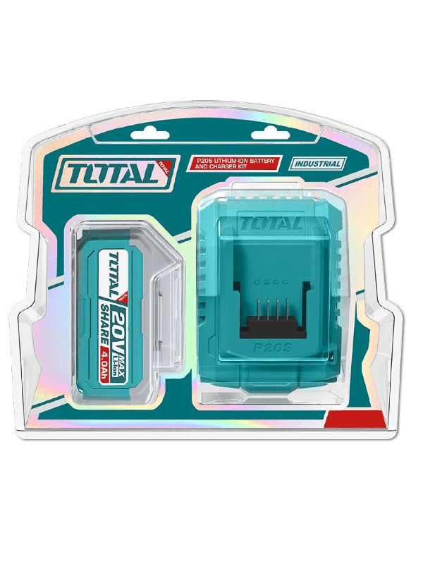 Kit Baterías Total 20V 4.0Ah + Cargador Rápido 4A Ion-Litio Sistema P20S Industrial TFBCPK2013