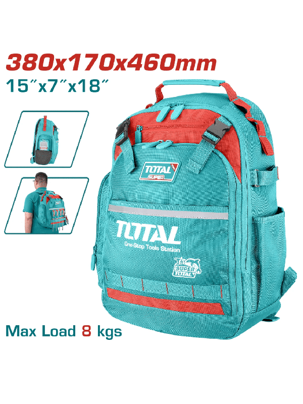 Mochila Porta Herramientas Total Capacidad 8kg Resistente Multibolsillos Uso Profesional THBP02025