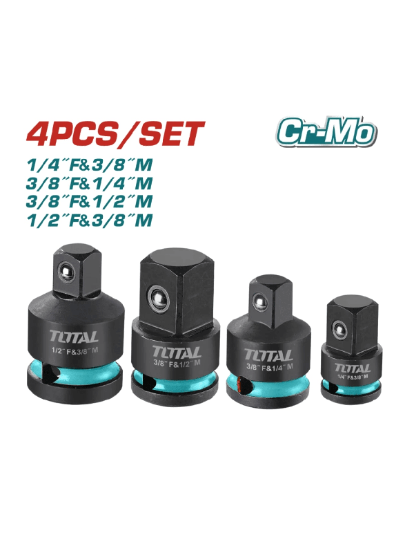 Juego Adaptadores de Impacto Total 4 Piezas Cuadrado Cr-Mo Alta Resistencia Uso Industrial THISAD12438