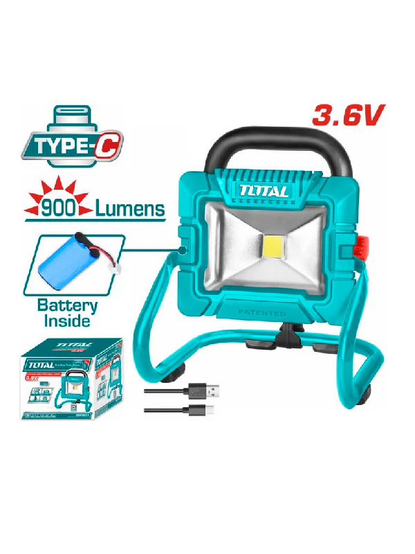 Lámpara de Trabajo LED Total 10W Batería Integrada Recargable Portátil Exterior Multiuso TRLF4415