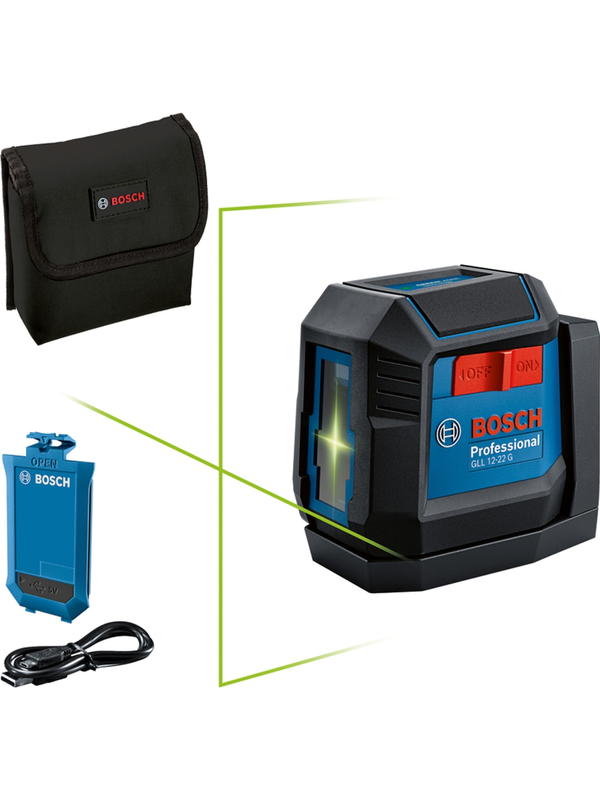 Nivel Láser Bosch 2 Líneas Verde 12m Recargable USB 3.7V GLL 12-22 G 0601.065.321
