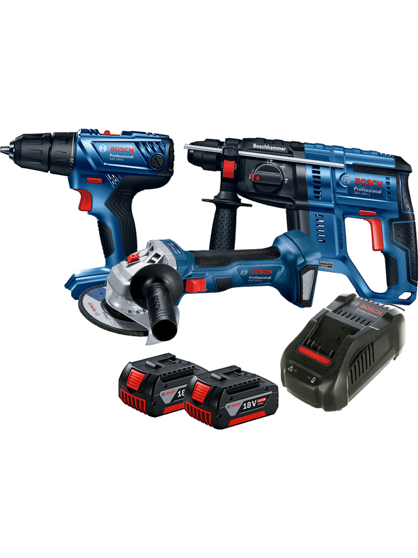 Combo Herramientas Bosch Brushless 18V Amoladora GWS180 + GBH180 + GSR180-LI Inalámbrico 0615.A00.26V