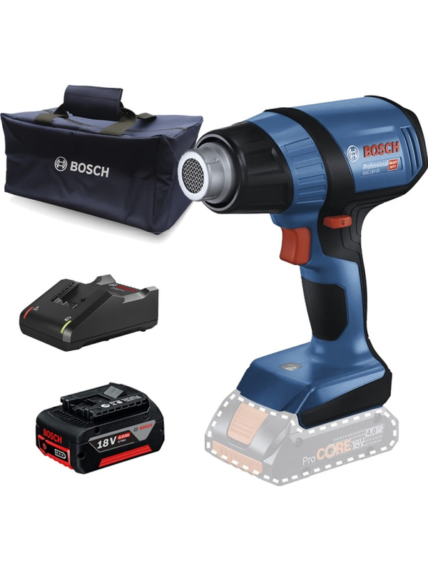 Pistola de Calor Bosch 18V GHG 18V-50 Kit Batería 4.0Ah Cargador Bolso Profesional 0615.A50.0CN