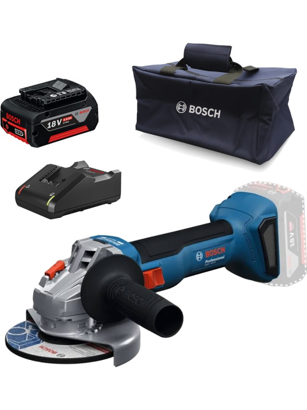 Amoladora Bosch 5" 18V Brushless GWS 18V-8 Kit Batería 4.0Ah Cargador Bolso 0615.A50.0CR