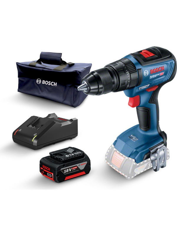 Taladro Percutor Bosch 1/2" 18V Brushless GSB 18V-50 Kit Batería 4.0Ah Cargador Bolso 0615.A50.0DF