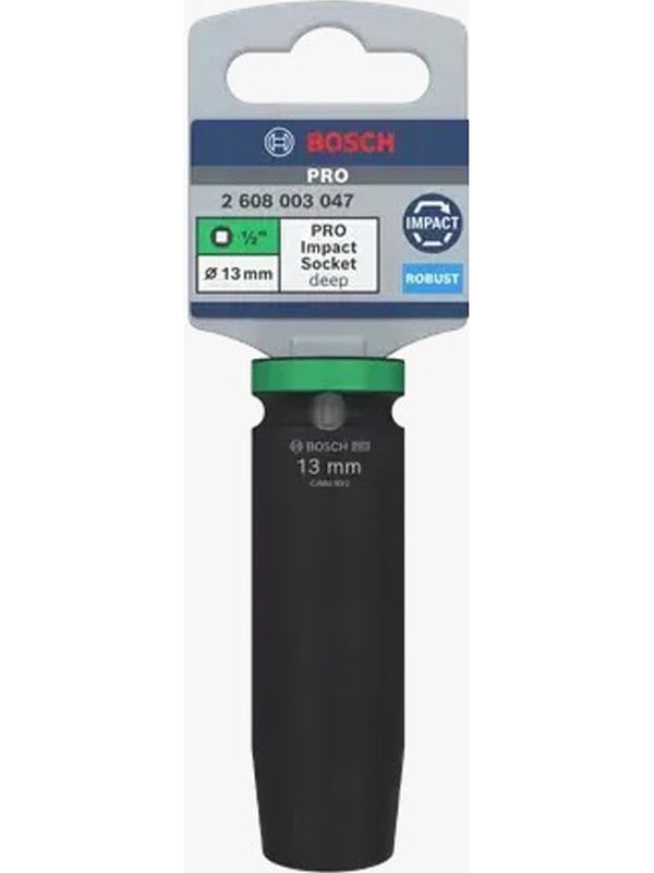 Dado de Impacto Bosch 1/2" 13mm Hexagonal Largo Alta Resistencia Profesional 2608.003.047