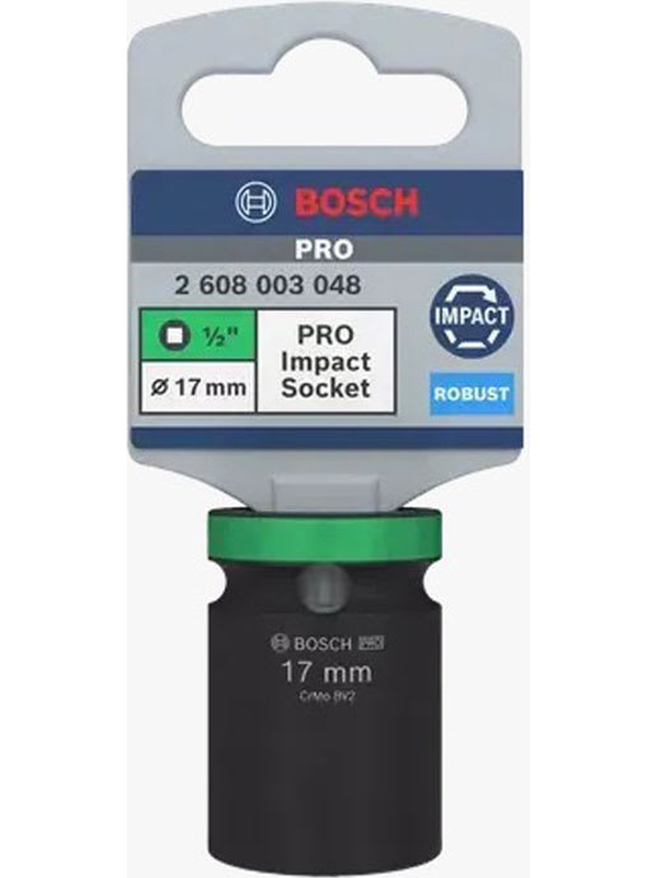 Dado de Impacto Bosch 1/2" 17mm Hexagonal Corto Alta Resistencia Profesional 2608.003.048