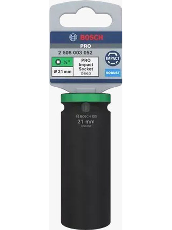 Dado de Impacto Bosch 1/2" 21mm Hexagonal Largo Alta Resistencia Profesional 2608.003.052