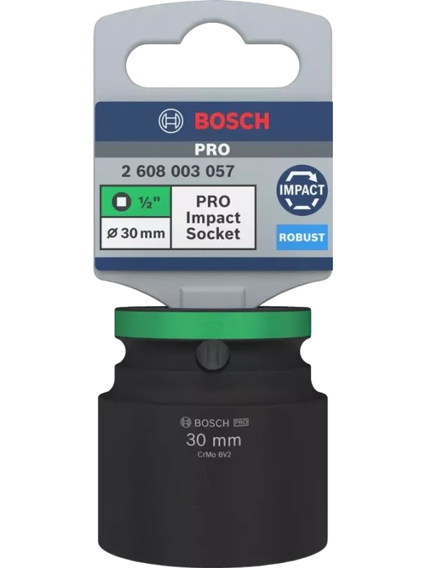 Dado Impacto Bosch 1/2" 30mm Corto Hexagonal Alta Resistencia Uso Industrial 2608.003.057
