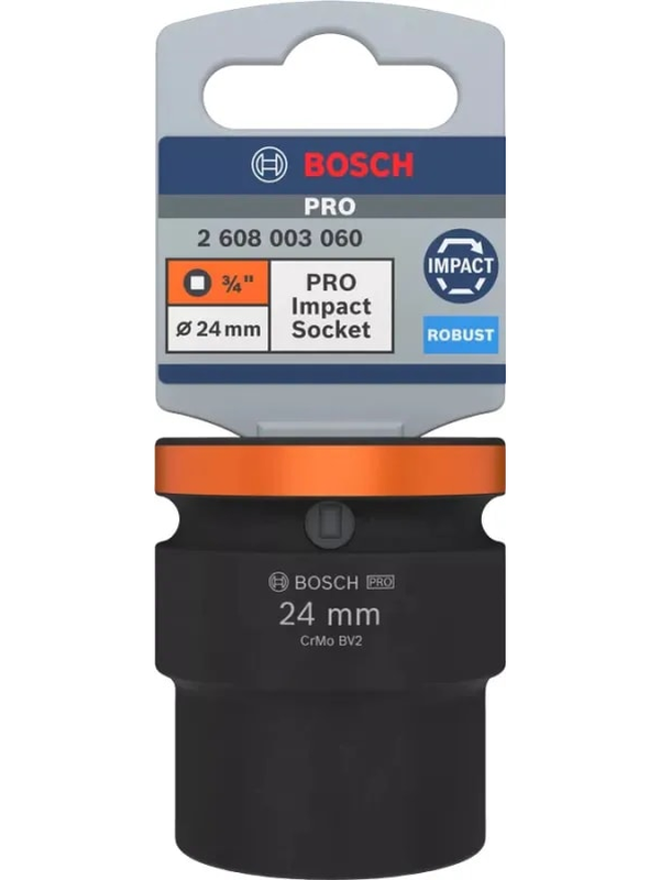 Dado Impacto Bosch 3/4" 24mm Corto Hexagonal Alta Resistencia Uso Industrial 2608.003.060