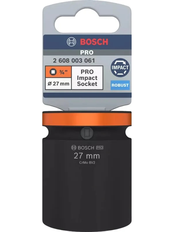 Dado Impacto Bosch 3/4" 27mm Corto Hexagonal Alta Resistencia Uso Industrial 2608.003.061