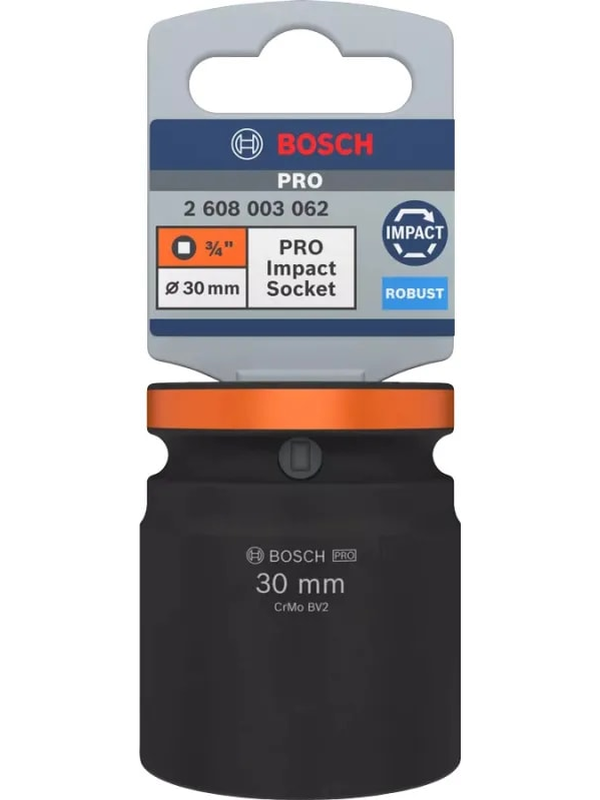 Dado Impacto Bosch 3/4" 30mm Corto Hexagonal Alta Resistencia Uso Industrial 2608.003.062