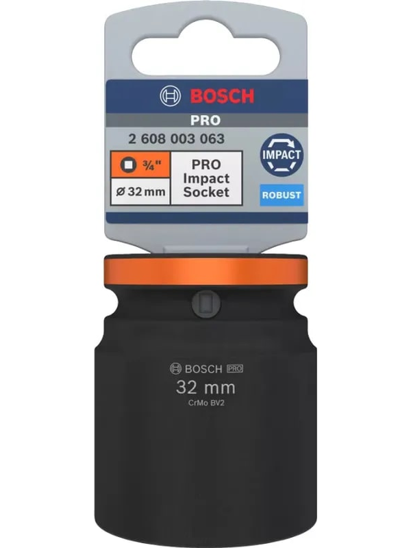 Dado Impacto Bosch 3/4" 32mm Corto Hexagonal Alta Resistencia Uso Industrial 2608.003.063