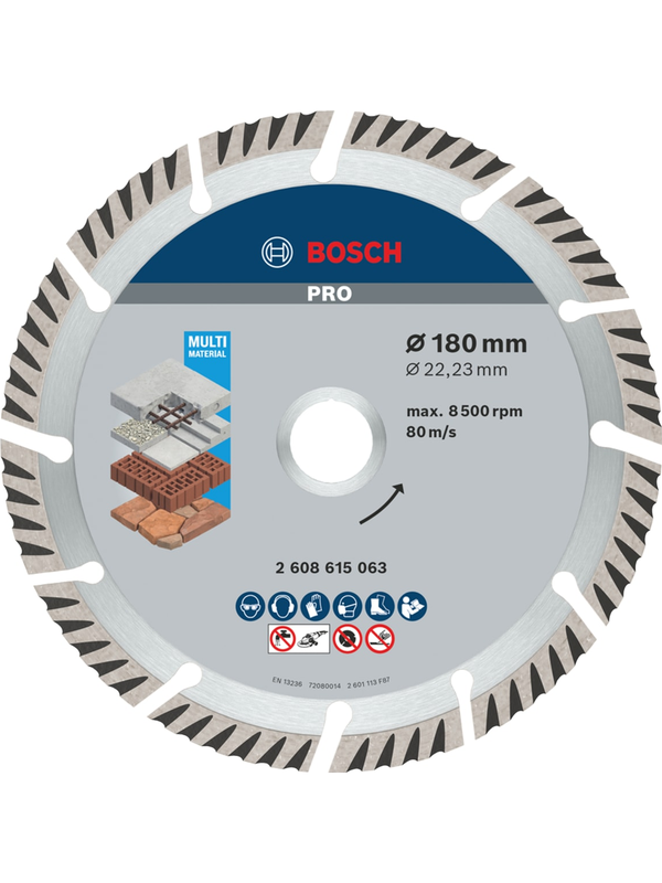 Disco Diamantado Bosch Universal Segmentado 7" 180mm 22.23mm Construcción y Metal 2608.615.063