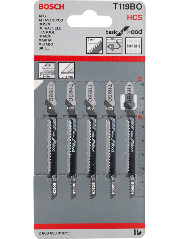 Hoja Caladora Bosch T119BO Madera HCS Corte Curvo Fino Pack 5 Unidades 2608.630.310