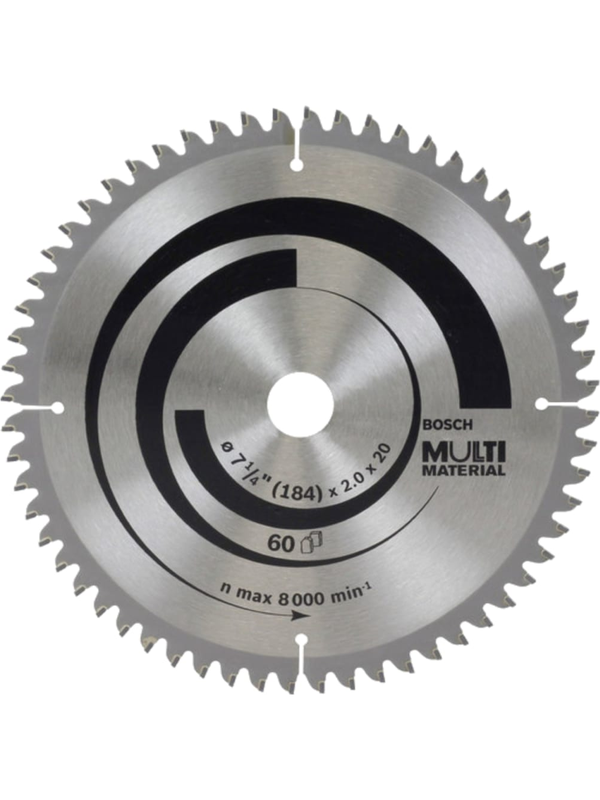 Disco Sierra Circular Bosch Multimaterial 7-1/4" 184mm 60 Dientes Corte Preciso Profesional 2608.642.193