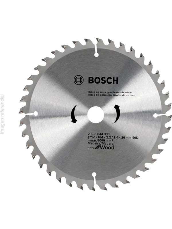sco Sierra Circular Bosch ECO Madera 7-1/4" 184mm 40 Dientes Corte Preciso 2608.644.330