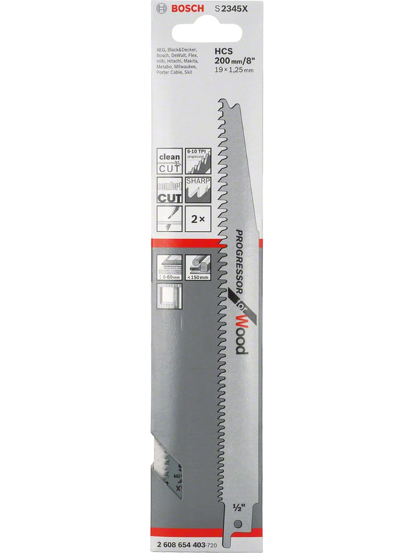 Hoja Sierra Sable Bosch S 2345 X Progressor 8" Corte Madera 200mm 2608.654.403