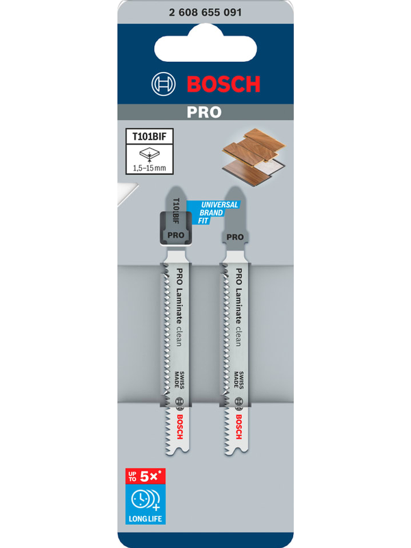 Hoja Caladora Bosch T101BIF Laminado PVC Corte Limpio Recto Pack 2 Unidades 2608.655.091