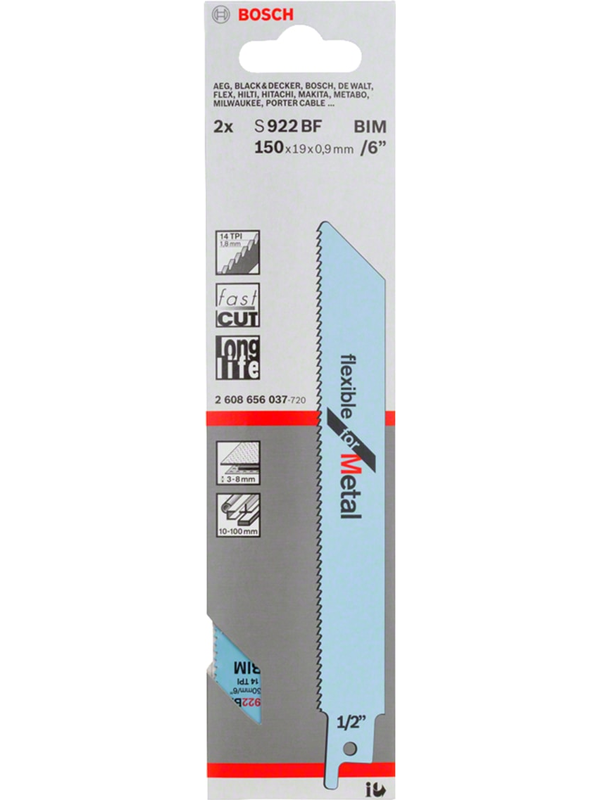 Hoja Sierra Sable Bosch S 922 BF 6" Corte Metal 150mm Alta Durabilidad 2608.656.037