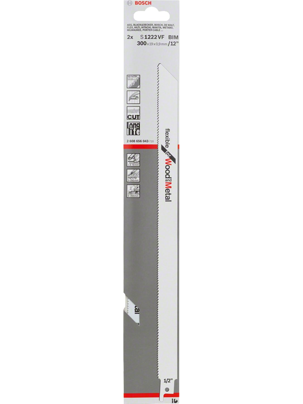 Hoja Sierra Sable Bosch S 1222 VF 12" 250mm Madera con Clavos Pack 2 Unidades 2608.656.043