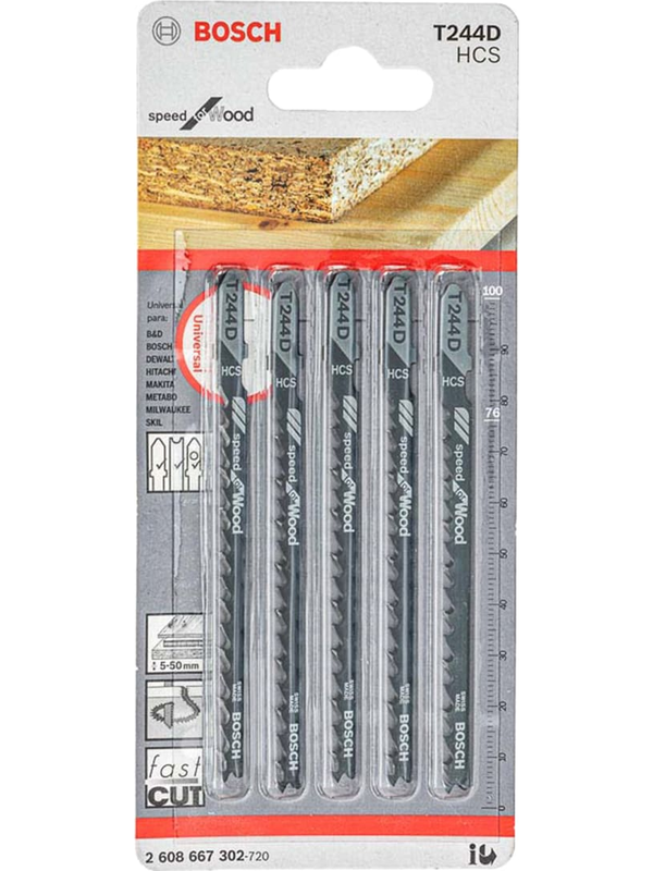 Hoja Caladora Bosch T244D Madera HCS Corte Curvo Grueso Pack 5 Unidades 2608.667.302