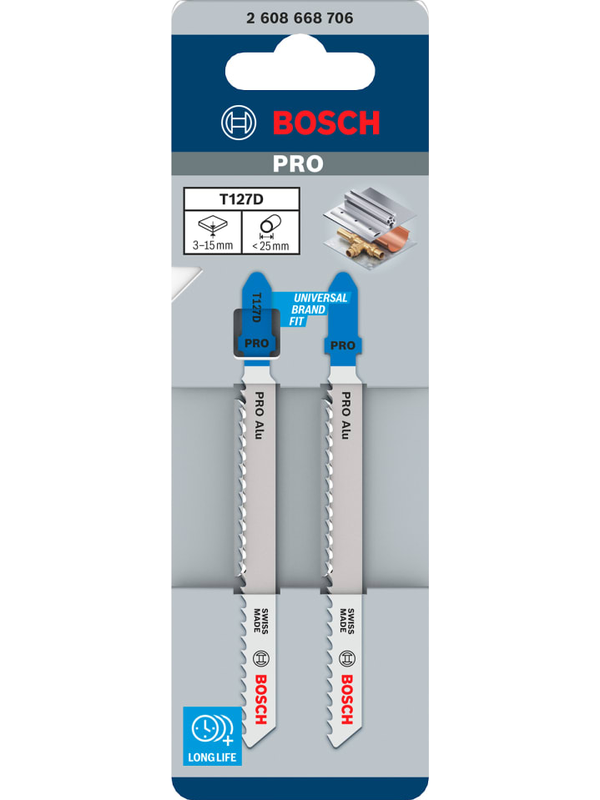 Hoja Caladora Bosch T127D Aluminio Metal No Ferroso Corte Recto Pack 2 Unidades 2608.668.706