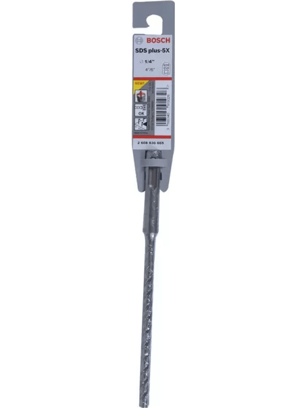 Broca SDS Plus 5X Bosch 6.4 mm 1/4 x 4 x 6 Pulg Concreto Alta Precisión Modelo 2608.836.665 SKU 2608.836.665
