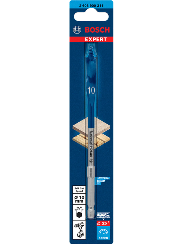 Broca Paleta HEX Bosch 1/4 10x152 mm Madera EXPERT Alta Precisión Modelo 2608.900.311 SKU 2608.900.311