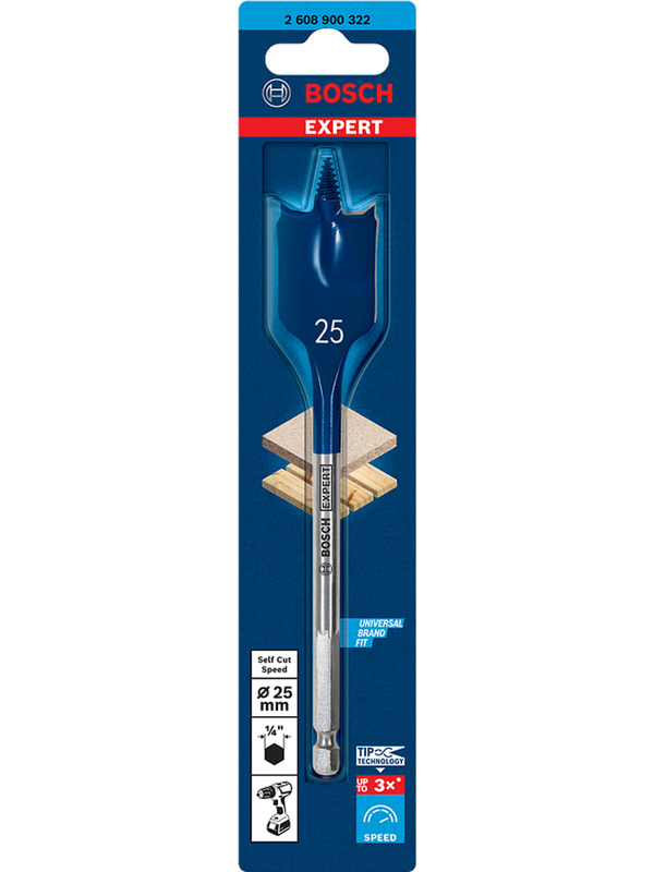 Broca Paleta HEX Bosch 1/4 25x152 mm Madera EXPERT Alta Precisión Modelo 2608.900.322 SKU 2608.900.322
