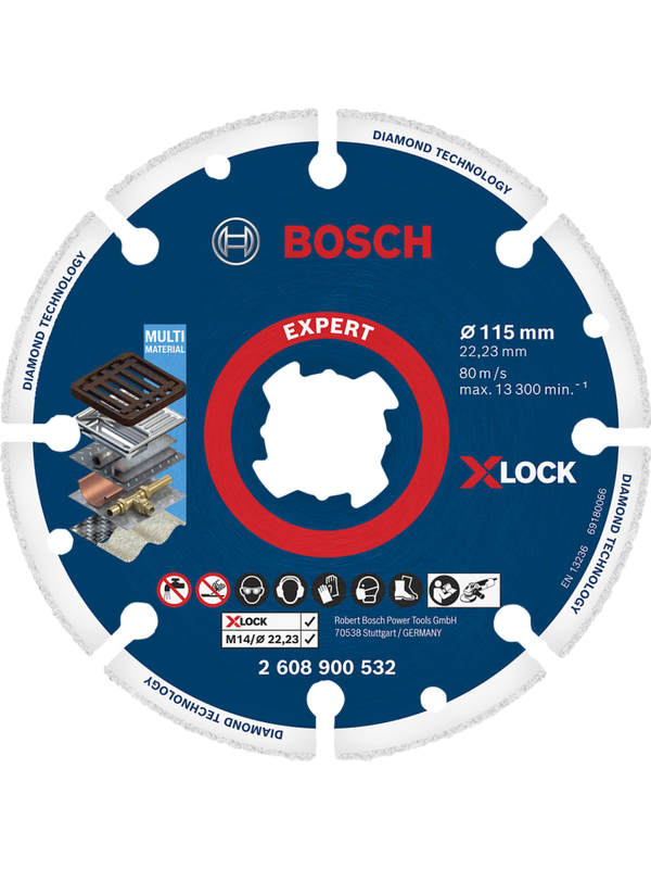 Disco Diamantado Bosch X-LOCK Metal 4-1/2" 115mm 22.23mm Corte en Seco Alta Durabilidad 2608.900.532