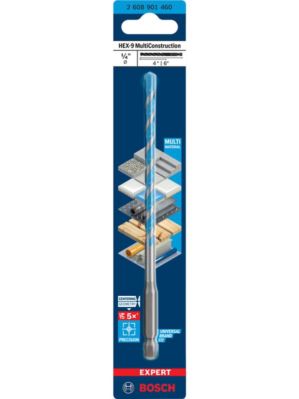 Broca Multiconstrucción HEX Bosch 6 mm 1/4 Alta Precisión MultiMaterial Modelo 2608.901.460 SKU 2608.901.460