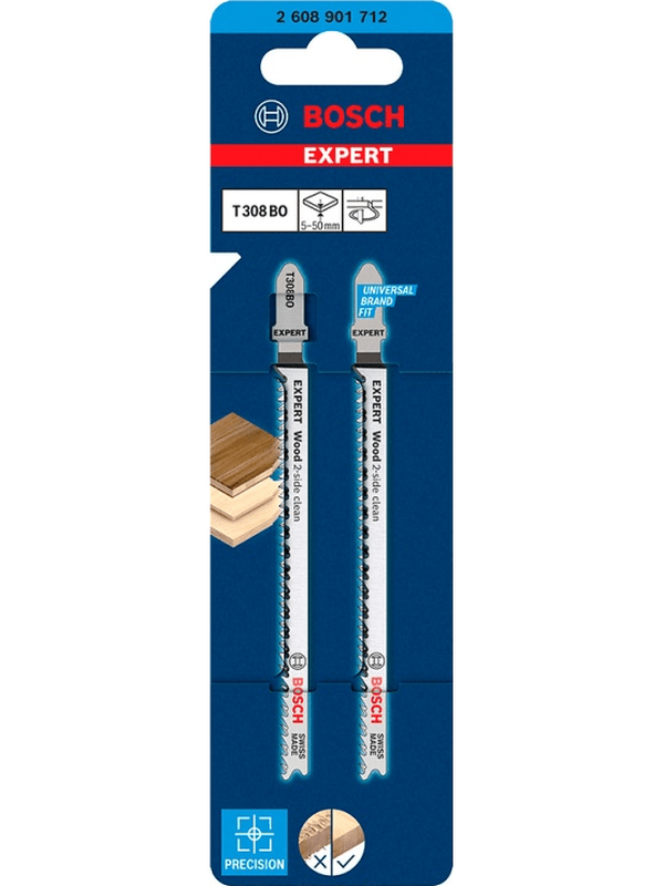 Hoja de Calar Bosch Expert Corte Curvo Madera 2 Und T308BO Alta Precisión 2608.901.712